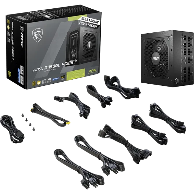 Alimentation électrique 750W MSI MAG A750GL PCIE5 II - 306-7ZP8E11-CE0 - photo 5