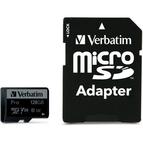 Carte mémoire 32GB MicroSD Verbatim Pro + SD adapter (47041)