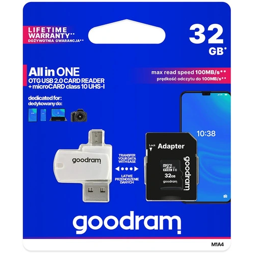Carte mémoire 32GB MicroSD GOODRAM M1A4 All in One + SD adapter (M1A4-0320R12) - photo 3