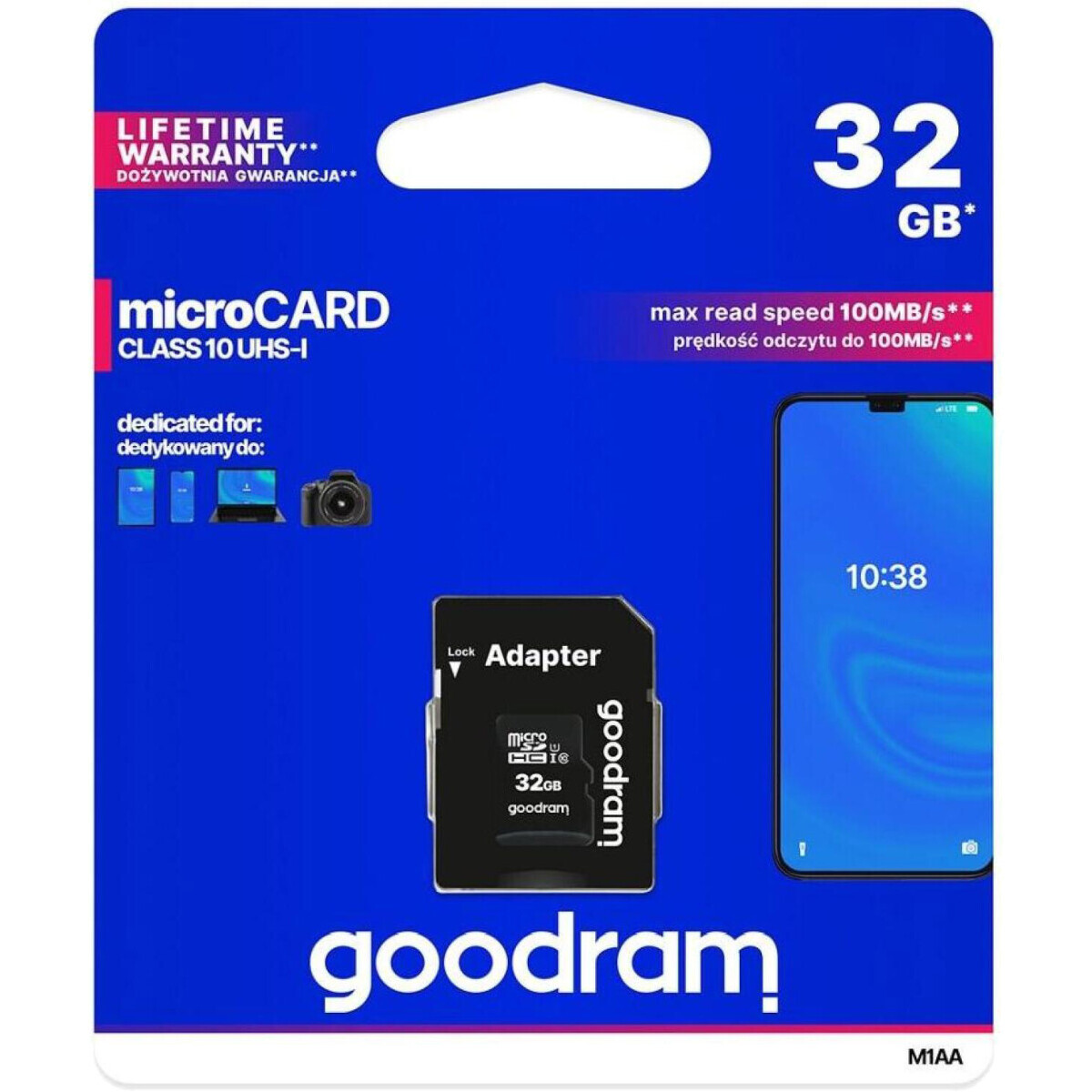 Carte mémoire 32GB MicroSD GOODRAM M1AA + SD adapter (M1AA-0320R12) - photo 2