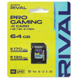 Carte mémoire 64GB MicroSD GOODRAM RIVAL M2AA + SD adapter (GGSM2AA-0640R12)