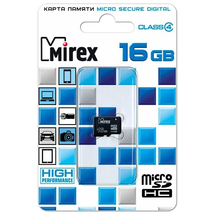 La carte mémoire 16Gb MicroSD Mirex (13612-MCROSD16)
