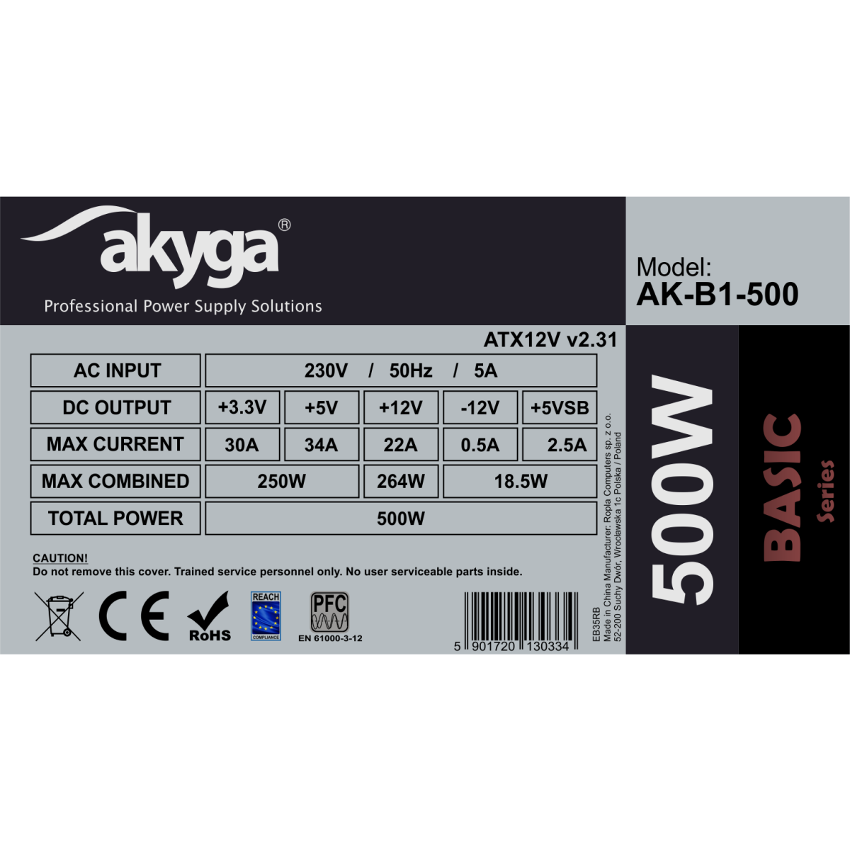 Alimentation électrique 500W Akyga Basic AK-B1-500 - photo 4