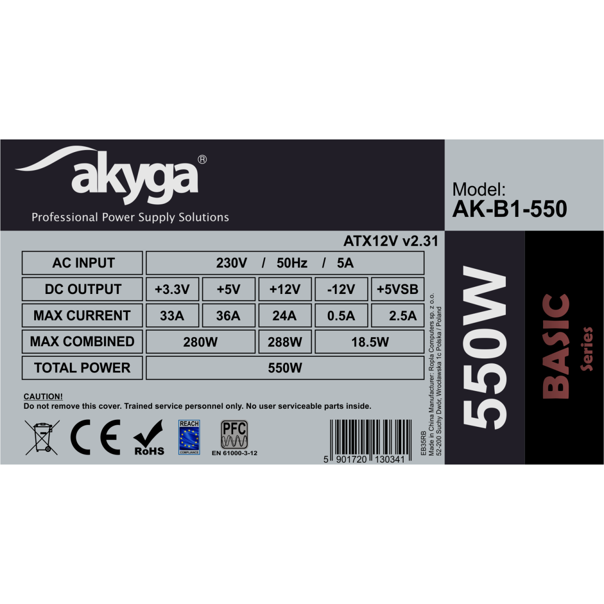 Alimentation électrique 550W Akyga Basic AK-B1-550 - photo 4