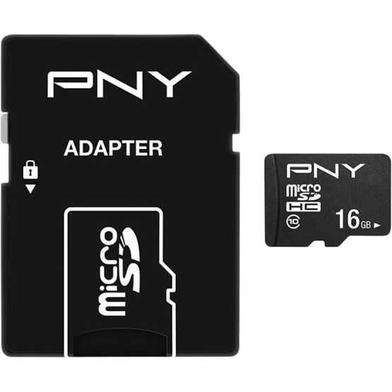 Carte mémoire 16GB MicroSD PNY Performance Plus + SD adapter (P-SDU16G10PPL-GE)