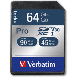 Carte mémoire 64GB SD Verbatim Pro (47022)
