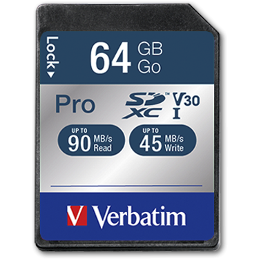 Carte mémoire 64GB SD Verbatim Pro (47022)