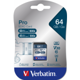 Carte mémoire 64GB SD Verbatim Pro (47022)