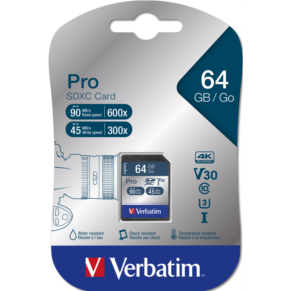 Carte mémoire 64GB SD Verbatim Pro (47022) - photo 2