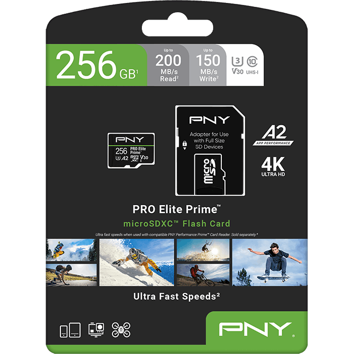 Carte mémoire 256GB MicroSD PNY PRO Elite Prime + SD adapter (P-SDU256V32200PEP-GE) - photo 4