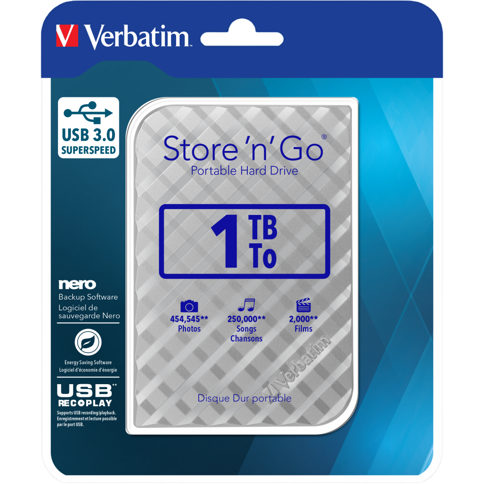 Disque dur externe 1TB Verbatim Store 'n' Go Silver (53197) - photo 4