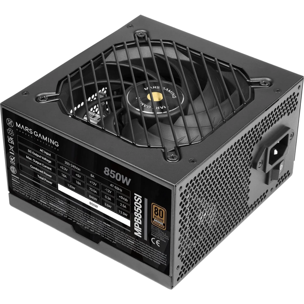 Alimentation électrique 850W Mars Gaming MPB850SI