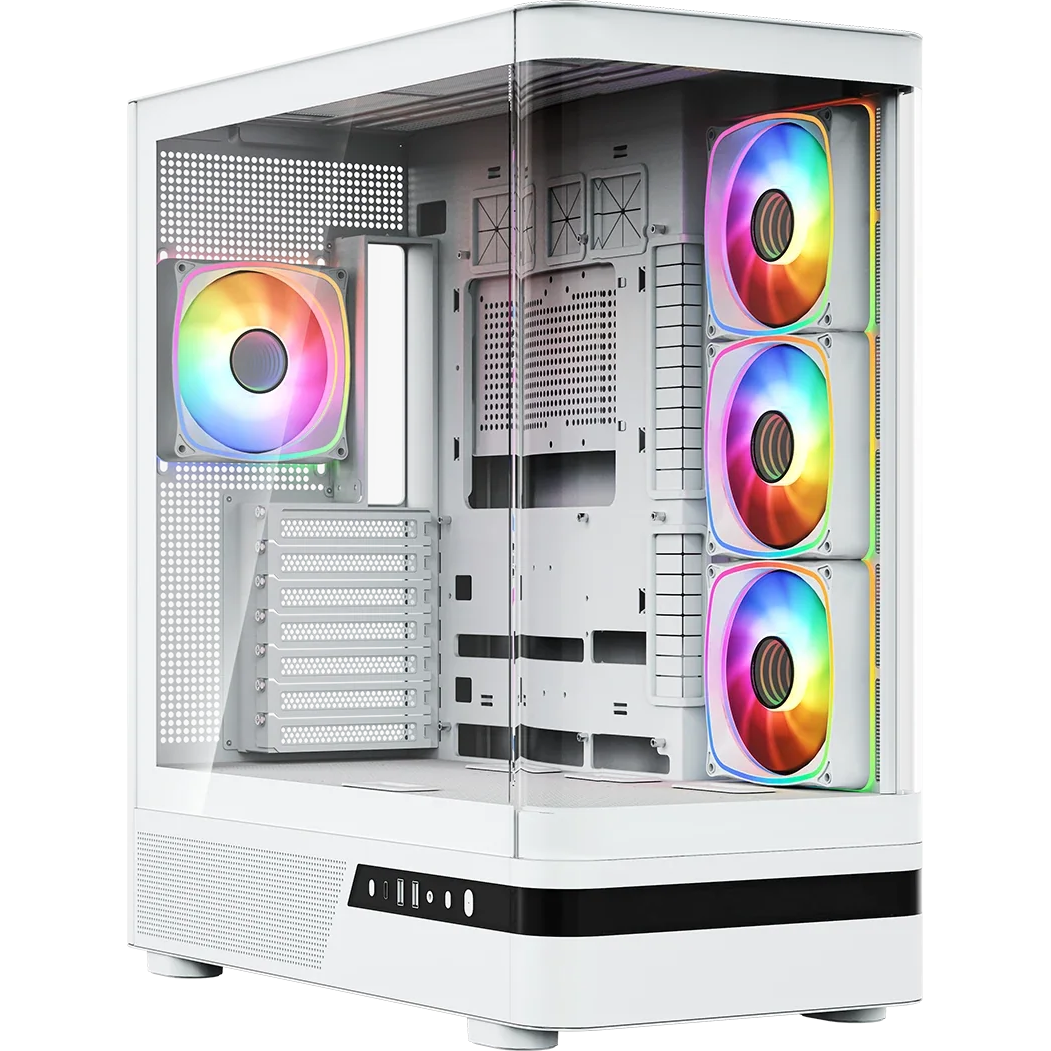 Boîtier MODECOM Volcano AQ100 ARGB Midi White - MC-A-AQ100-4FA-W