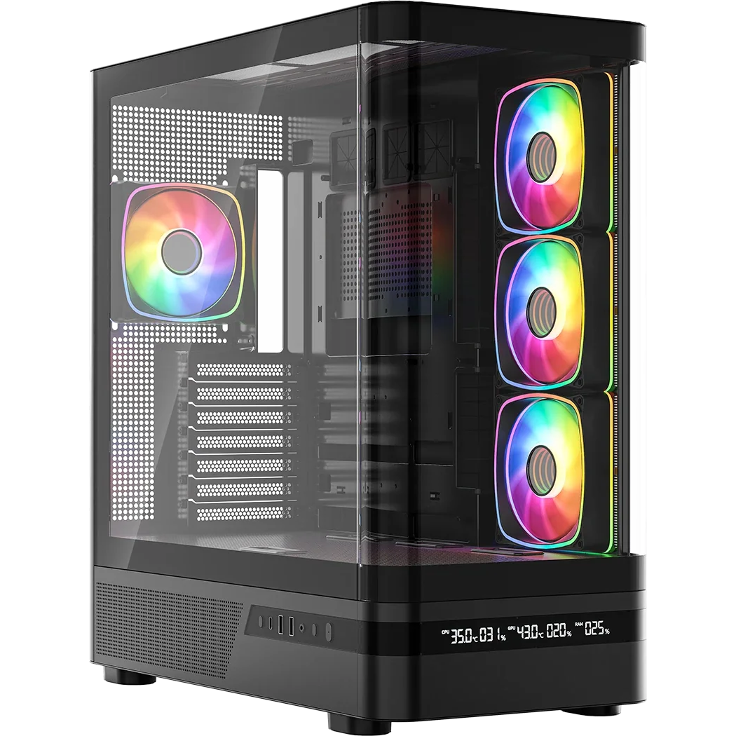 Boîtier MODECOM Volcano AQ200 ARGB Midi Black - MC-A-AQ200-4FA-B