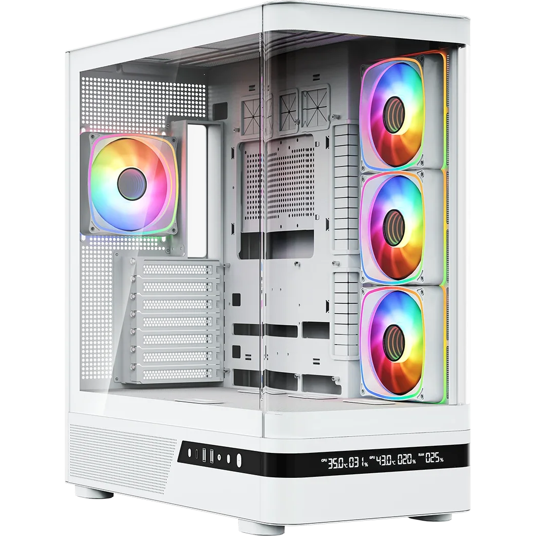 Boîtier MODECOM Volcano AQ200 ARGB Midi White - MC-A-AQ200-4FA-W