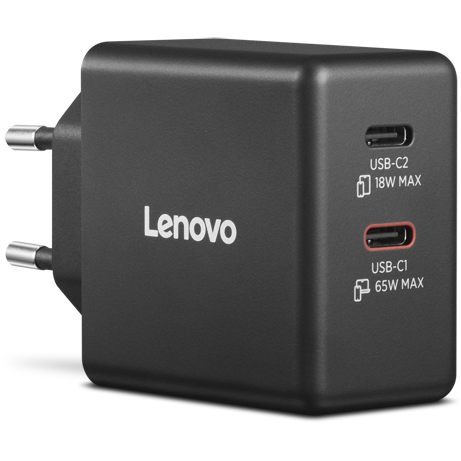 Bloc d’alimentation pour ordinateur portable Lenovo Dual USB-C 65W GaN Charger - G0A6065BEU
