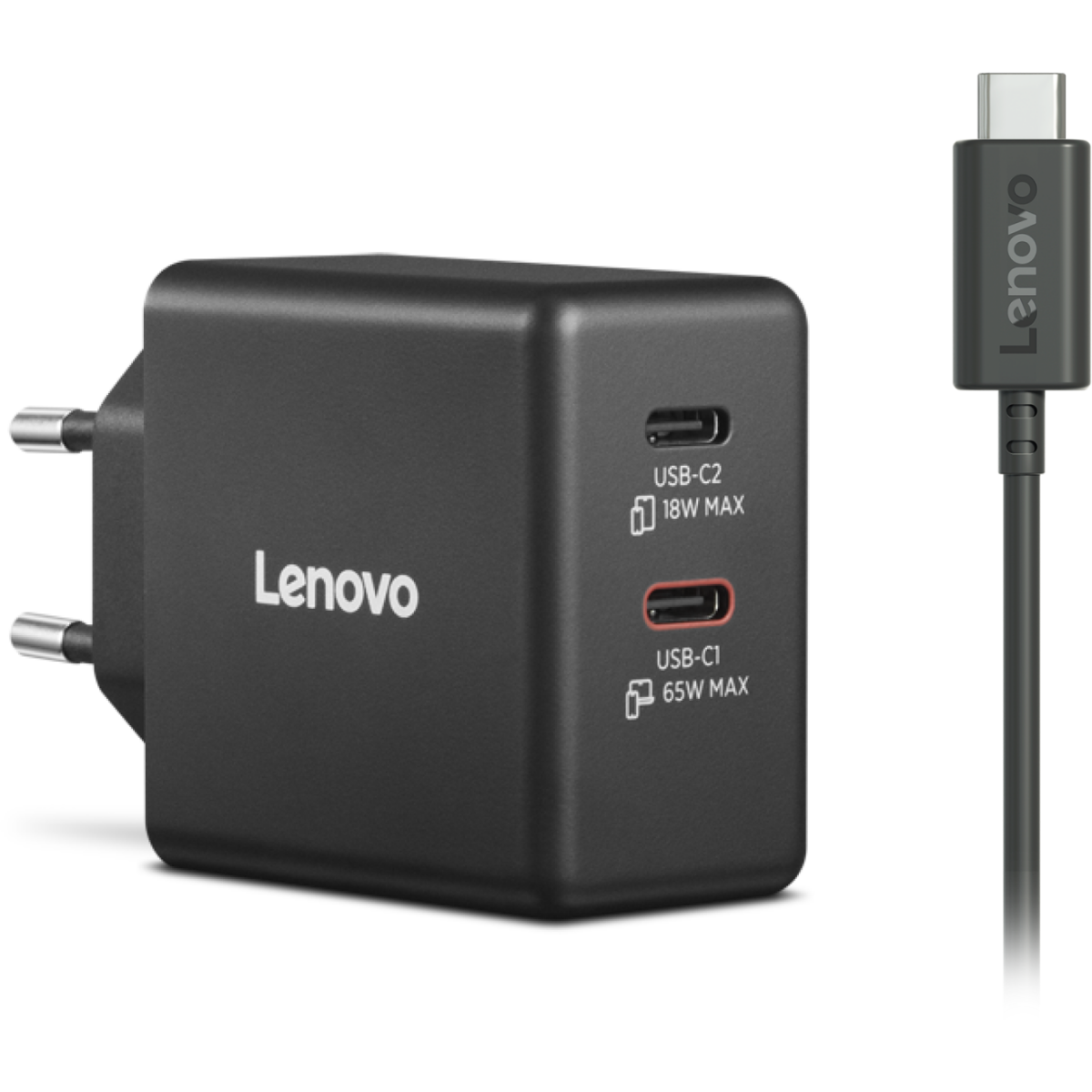 Bloc d’alimentation pour ordinateur portable Lenovo Dual USB-C 65W GaN Charger - G0A6065BEU - photo 4