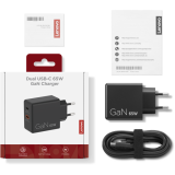 Bloc d’alimentation pour ordinateur portable Lenovo Dual USB-C 65W GaN Charger (G0A6065BEU)