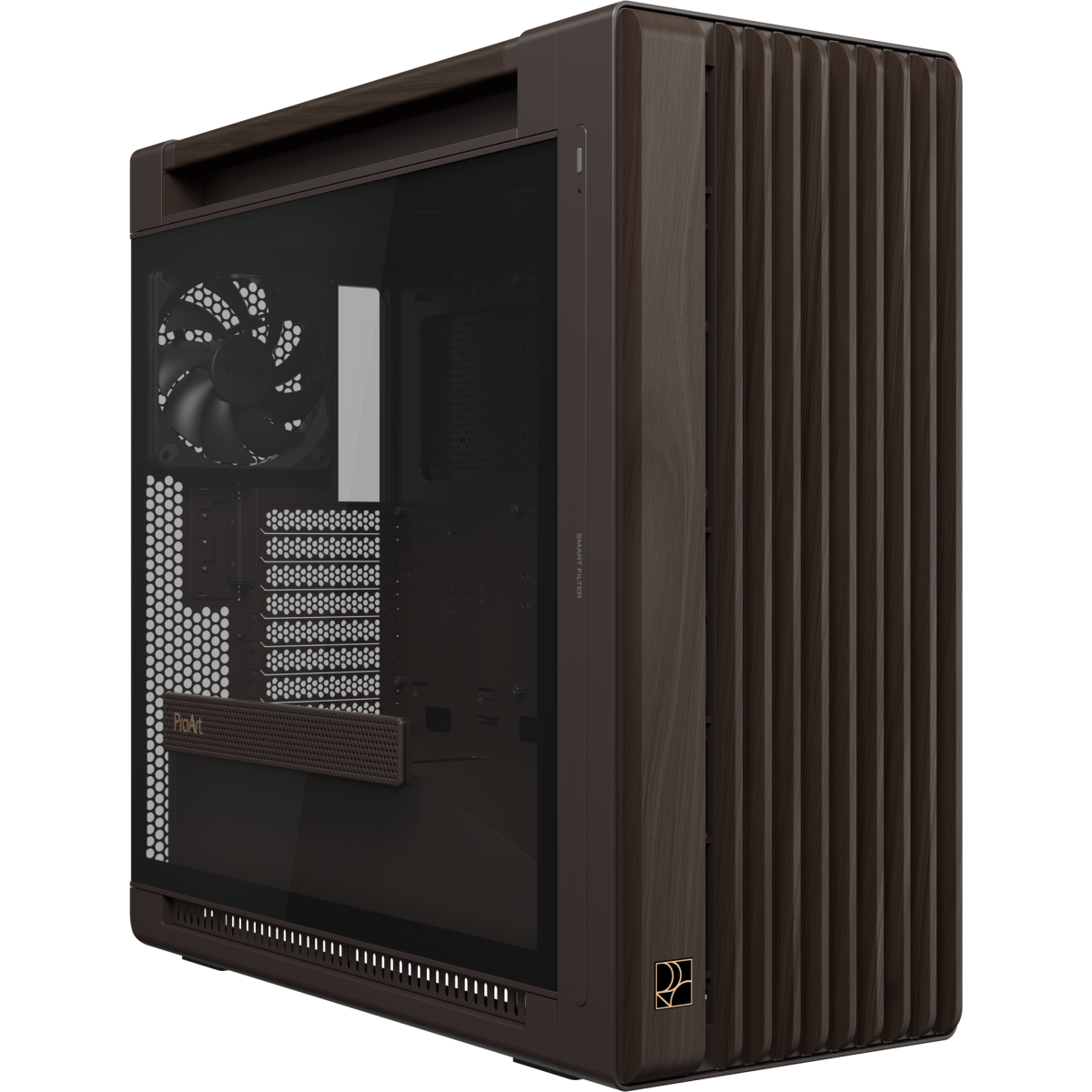 Boîtier ASUS ProArt PA602 Wood Edition Tempered Glass Panel Retro Brown - 90DC00J8-B09000