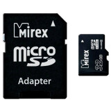 La carte mémoire 32Gb MicroSD Mirex + SD adapter (13613-AD10SD32)