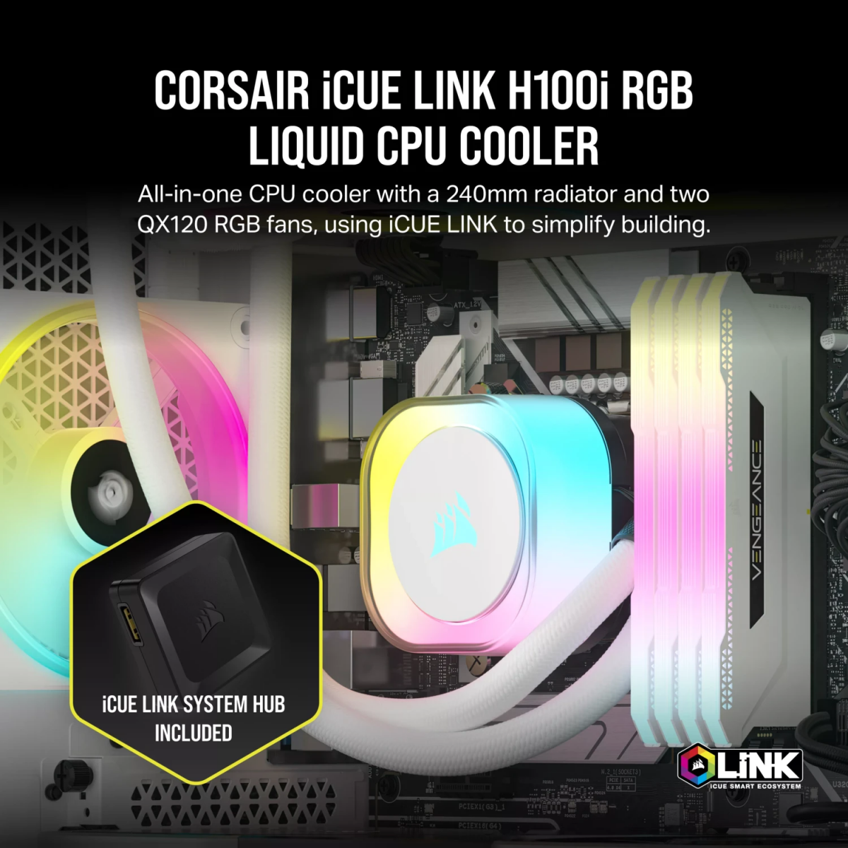 Système de refroidissement liquide Corsair iCUE LINK H100i RGB White (CW-9061005-WW) - photo 11
