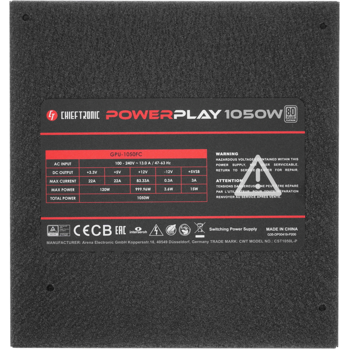Alimentation électrique 1050W Chieftec PowerPlay (GPU-1050FC) - photo 6