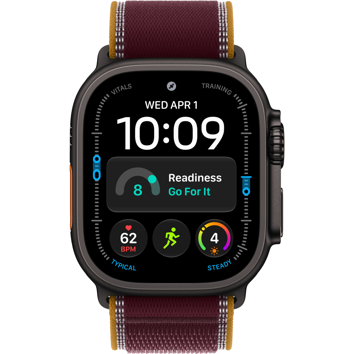 Montres intelligentes Apple Watch Ultra 4 49mm 5G Black Titanium Case with Burgundy Trail Loop M/L (MJC44QF/A) - photo 2