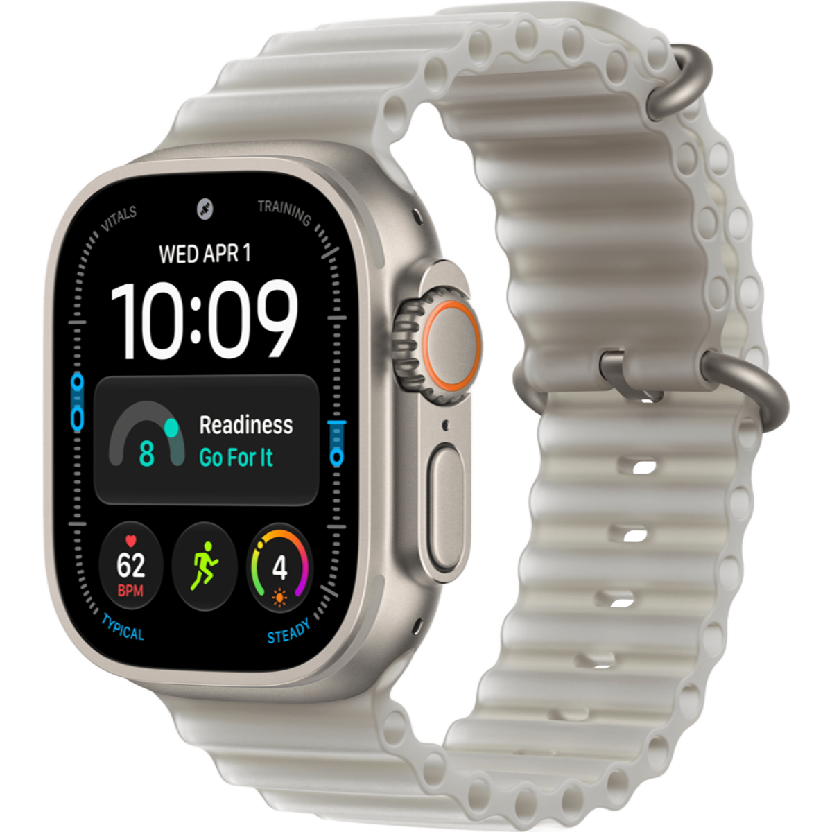 Montres connectées Apple Watch Ultra 4 49mm 5G Natural Titanium Case with Translucent Grey Ocean Band - MJAD4QF/A