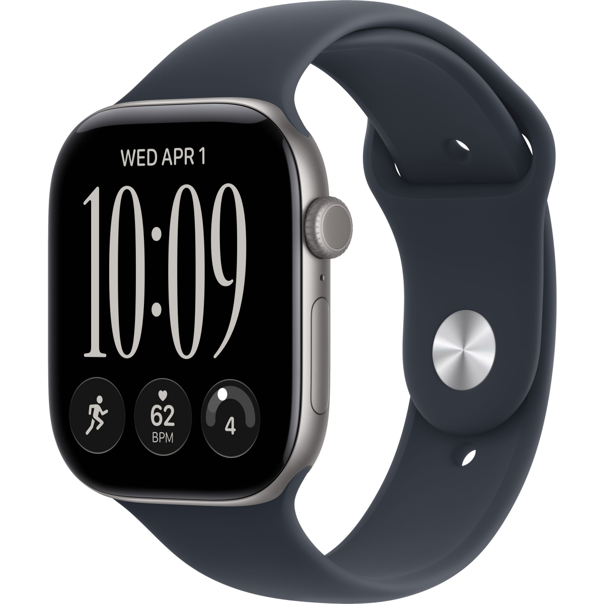 Montres connectées Apple Watch Series 12 46mm Space Gray Aluminium Case with Navy Blue Sport Band M/L (MJEJ4ZR/A)