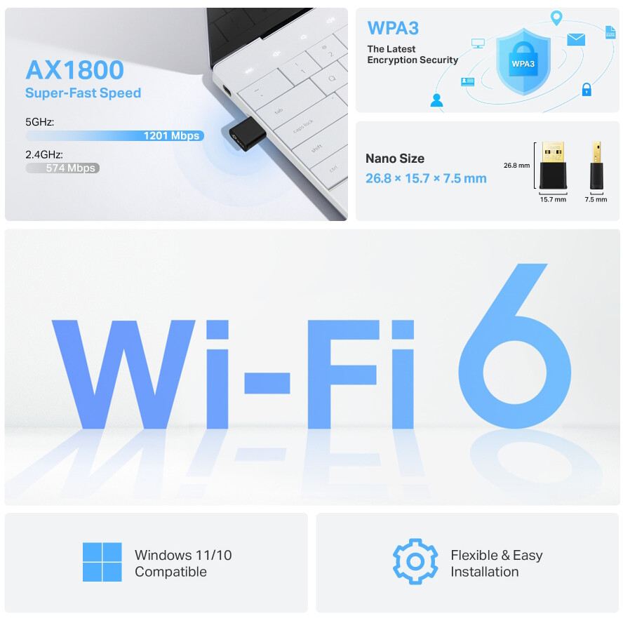 Clé Wi-Fi TP-Link Archer TX1800U Nano - photo 5