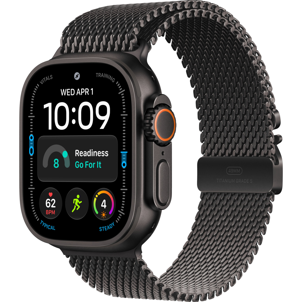 Montres connectées Apple Watch Ultra 4 49mm 5G Black Titanium Case with Black Titanium Milanese Loop M (MJAV4QF/A)