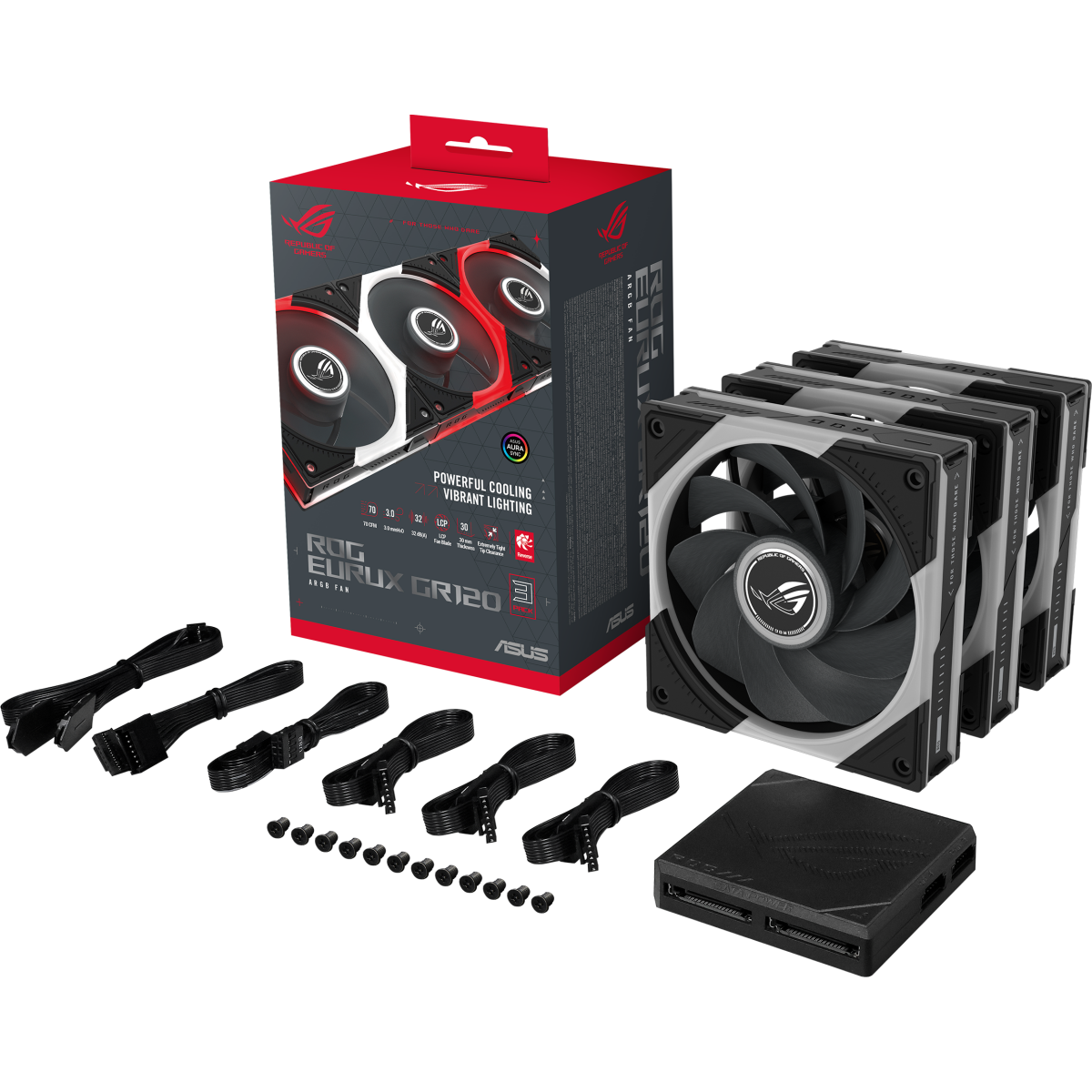 Ventilateur pour boîtier ASUS ROG Eurux GR120 ARGB Reverse Black (3 pcs) - 90DA00K0-B09020 - photo 9