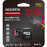 Carte mémoire 256GB MicroSD ADATA High Endurance + SD adapter (AUSDX256GUI3V30SHA2-RA1)