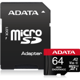 Carte mémoire 64GB MicroSD ADATA High Endurance + SD adapter (AUSDX64GUI3V30SHA2-RA1)
