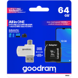 Carte mémoire 64GB MicroSD GOODRAM M1A4 All in One + SD adapter (M1A4-0640R12)