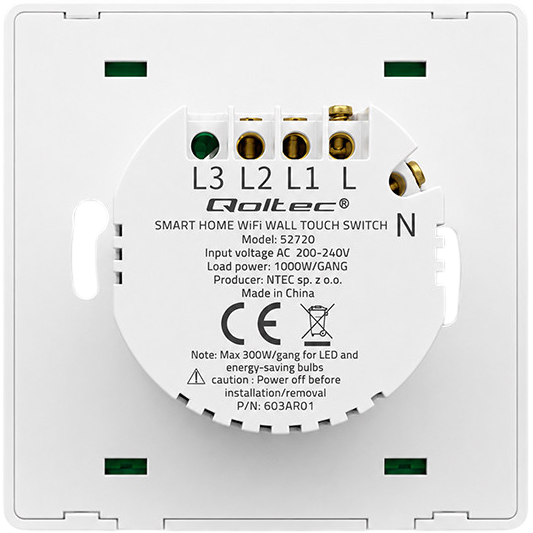 Interrupteur intelligent Qoltec Smart 2-Gang Light Switch White - 52706 - photo 3