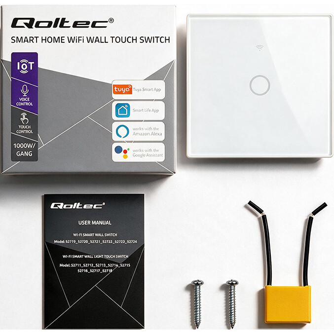 Interrupteur intelligent Qoltec Smart Touch 1-Gang Light Switch White - 52715 - photo 3