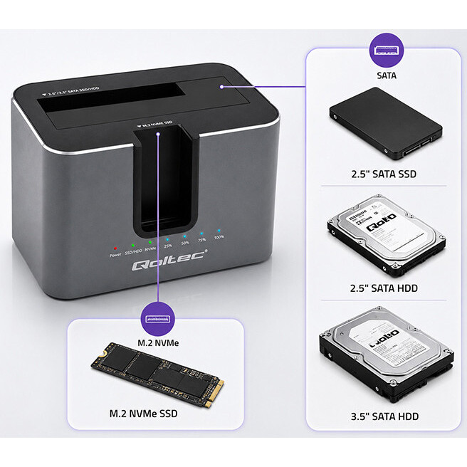Station d'accueil pour SSD/HDD Qoltec 52631 - photo 5