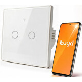 Interrupteur intelligent Qoltec Smart Touch 2-Gang Light Switch White (52716)