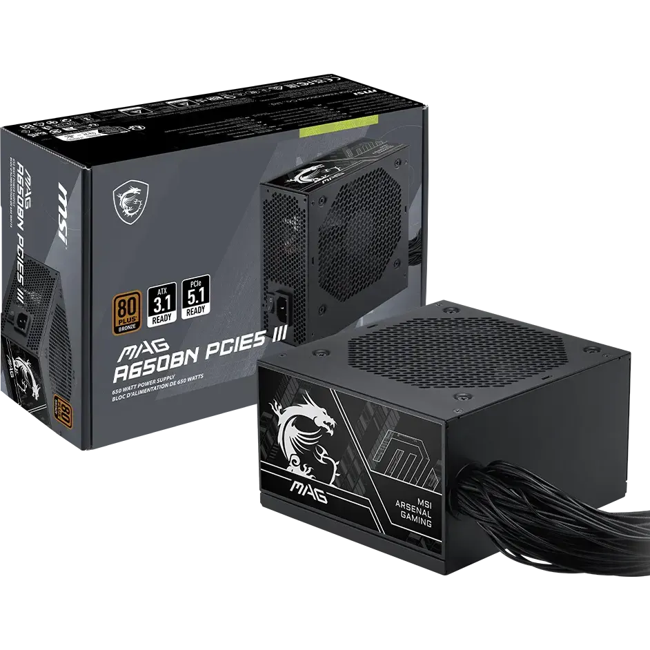 Alimentation électrique 650W MSI MAG A650BN PCIE5 III - 306-7ZPTY11-HD8 - photo 5