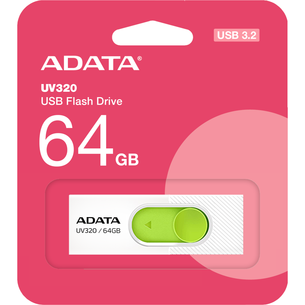 clé USB flash 64GB ADATA UV320 White/Green - AUV320-64G-RWHGN - photo 3
