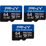 Carte mémoire 64GB MicroSD PNY PRO Elite High Endurance + SD adapter (P-SDU64GX3V32100PHE-GE) (3 pcs)