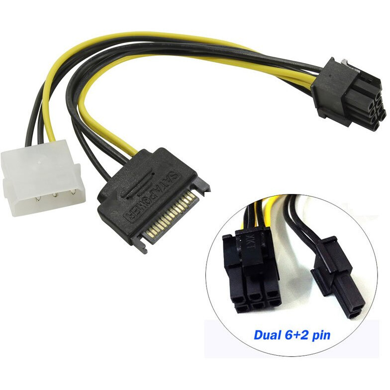 Pārejas savienojums Orient Molex (M) + SATA (M) - PCI-E 8pin (C578)