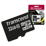 Atmiņas kartes 32Gb MicroSD Transcend + SD adapter (TS32GUSDHC10)