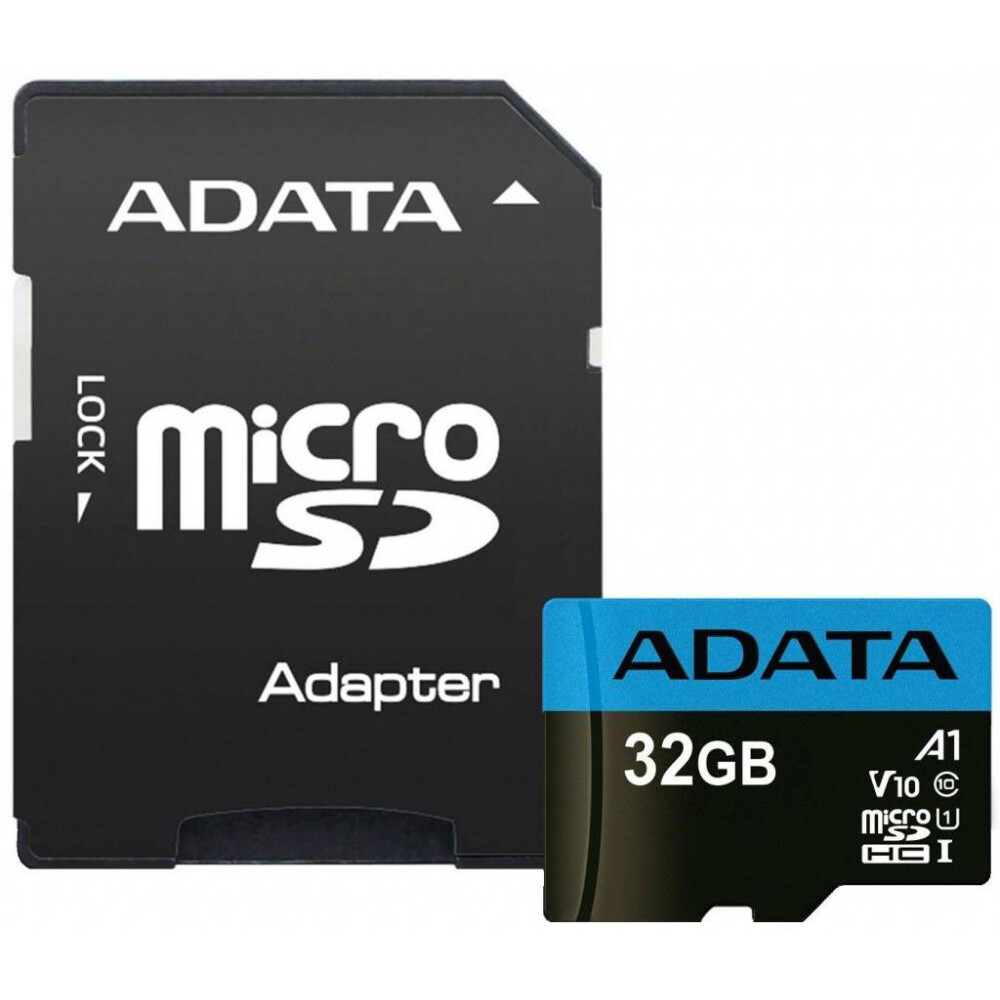 Carte mémoire 32GB MicroSD ADATA Premier + SD adapter  (AUSDH32GUICL10A1-RA1)