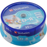 Disks CD-R Verbatim 700Mb 52x DataLife+ Cake Box Printable (25pcs) (43439)