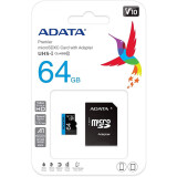 Carte mémoire 64GB MicroSD ADATA Premier + SD adapter  (AUSDX64GUICL10A1-RA1)