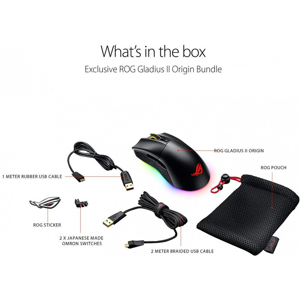 Pele ASUS ROG Gladius II Origin Black - 90MP00U1-B0UA00 - foto 7