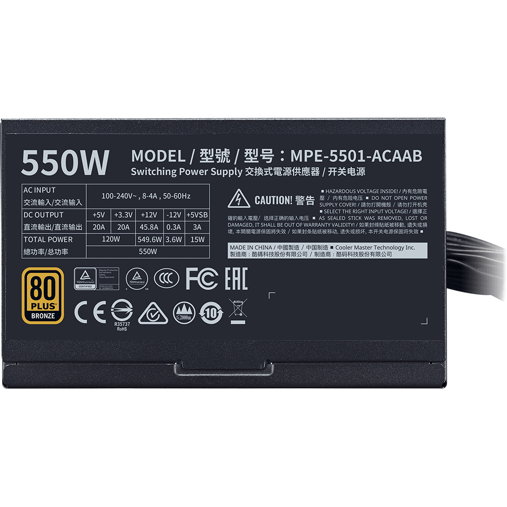 Barošanas bloks 550W Cooler Master MWE Bronze V2 (MPE-5501-ACAAB-EU) - foto 7