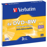Disks DVD+RW Verbatim 4.7Gb 4x Slim Case (3pcs) (43636)